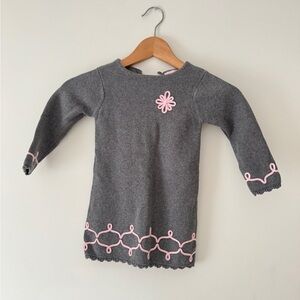 Vintage Gray Sweater Dress with Pink Details